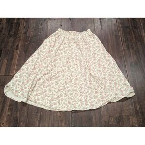 Paquette Petite Skirt Womens Petite Med Pink Floral Midi Elastic USA 90s Cottage